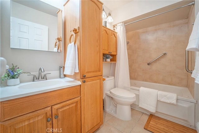 25532 Maximus St, Mission Viejo, CA 92675 - bathroom featuring tile patterned floors, shower / bath combination with curtain, and vanity