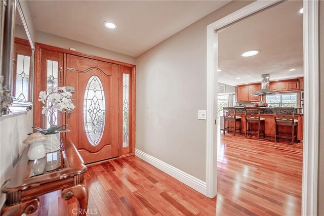 25532 Maximus St, Mission Viejo, CA 92675 - entryway with light wood-style floors and recessed lighting