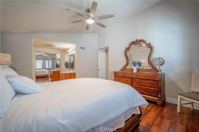 25532 Maximus St, Mission Viejo, CA 92675 - bedroom featuring lofted ceiling, wood finished floors, and ceiling fan