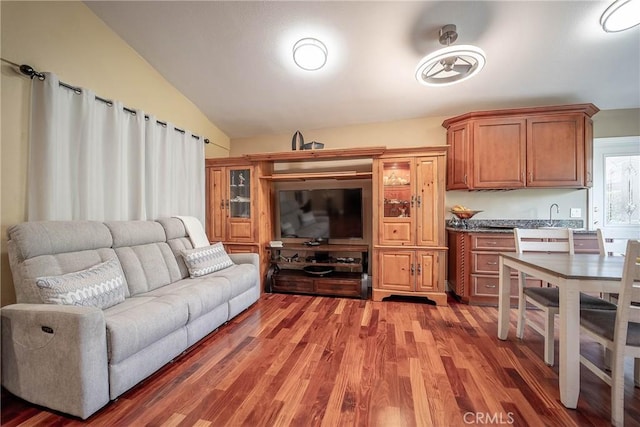 25532 Maximus St, Mission Viejo, CA 92675 - living area featuring lofted ceiling and light wood-style flooring