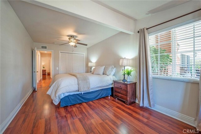25532 Maximus St, Mission Viejo, CA 92675 - bedroom featuring wood finished floors, a closet, and ceiling fan