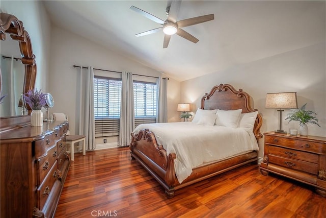 25532 Maximus St, Mission Viejo, CA 92675 - bedroom with lofted ceiling, dark wood-type flooring, and a ceiling fan