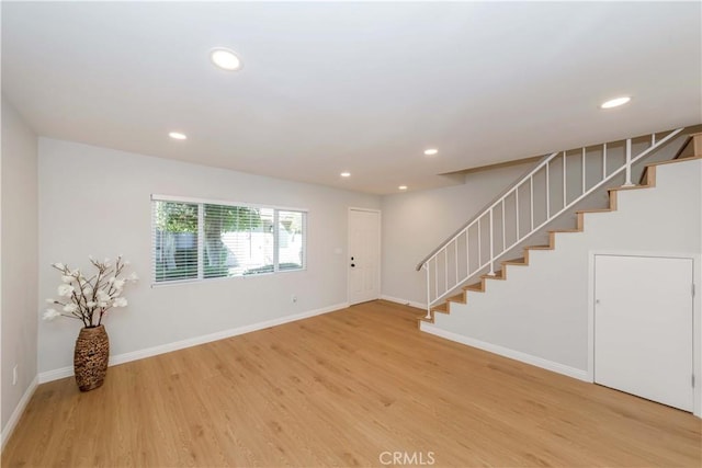 918 Huntington Dr Unit O, Duarte, CA 91010 - entryway featuring stairway, light wood finished floors, and recessed lighting
