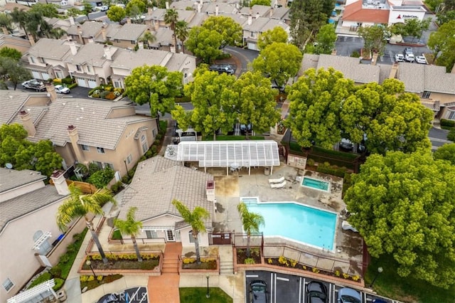 7331 Belpine Pl Unit 31, Rancho Cucamonga, CA 91730 - aerial perspective of suburban area with a pool