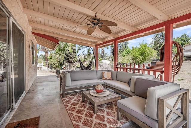 1239 Highridge St, Riverside, CA 92506 - view of patio with a ceiling fan and outdoor lounge area