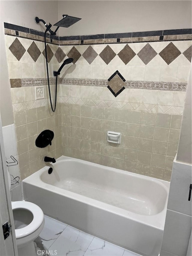 16600 Seville Ave Unit F, Fontana, CA 92335 - full bath featuring washtub / shower combination and marble finish floors
