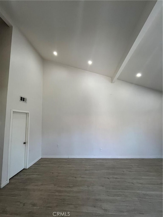 16600 Seville Ave Unit F, Fontana, CA 92335 - spare room with wood finished floors, recessed lighting, and beamed ceiling
