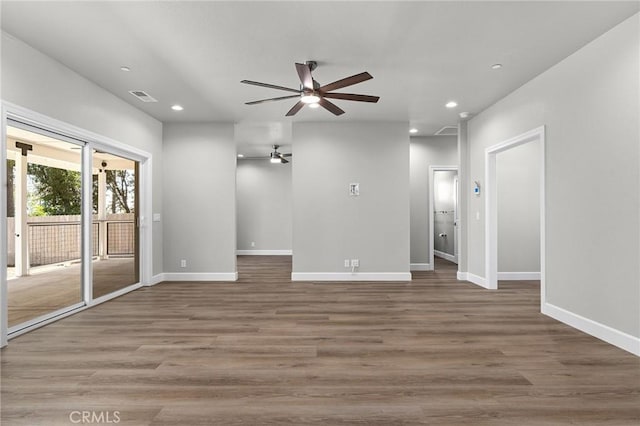 1906 Crandall Way, Paradise, CA 95969 - unfurnished living room with a ceiling fan, recessed lighting, and wood finished floors