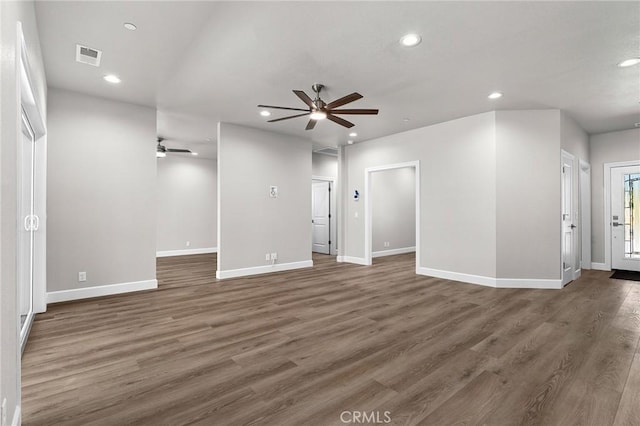 1906 Crandall Way, Paradise, CA 95969 - unfurnished living room featuring ceiling fan, recessed lighting, and wood finished floors