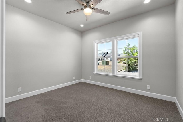 1906 Crandall Way, Paradise, CA 95969 - empty room with recessed lighting, ceiling fan, and dark colored carpet