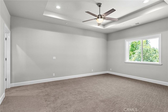 1906 Crandall Way, Paradise, CA 95969 - carpeted empty room featuring recessed lighting, a tray ceiling, and a ceiling fan
