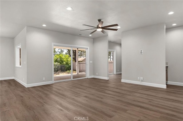 1906 Crandall Way, Paradise, CA 95969 - unfurnished living room with ceiling fan, recessed lighting, and wood finished floors