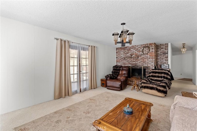 1529 Pomeroy Rd, Arroyo Grande, CA 93420 - living area featuring carpet, a textured ceiling, and a chandelier