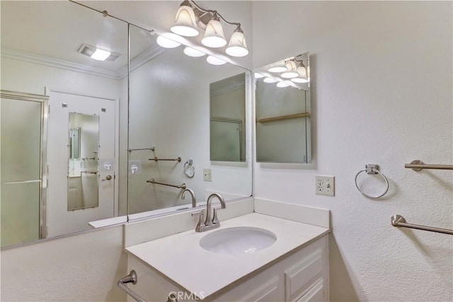 2391 Via Mariposa W Unit 2E, Laguna Woods, CA 92637 - bathroom with crown molding and vanity