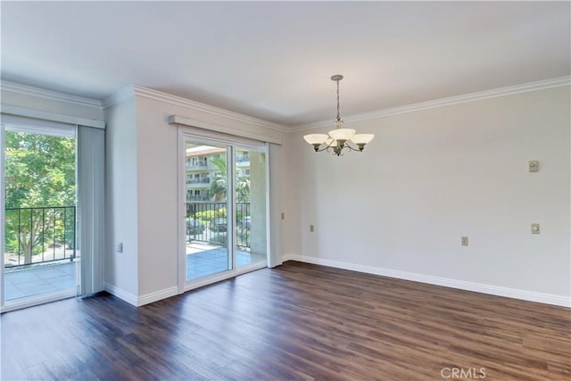 2391 Via Mariposa W Unit 2E, Laguna Woods, CA 92637 - spare room with a chandelier, healthy amount of natural light, wood finished floors, and crown molding