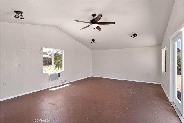 7720 Windsor Ave, Hesperia, CA 92345 - bonus room featuring lofted ceiling, a ceiling fan, concrete flooring, and cooling unit