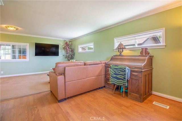 52685 Saddleback Rd, Anza, CA 92539 - living area featuring crown molding and light wood finished floors