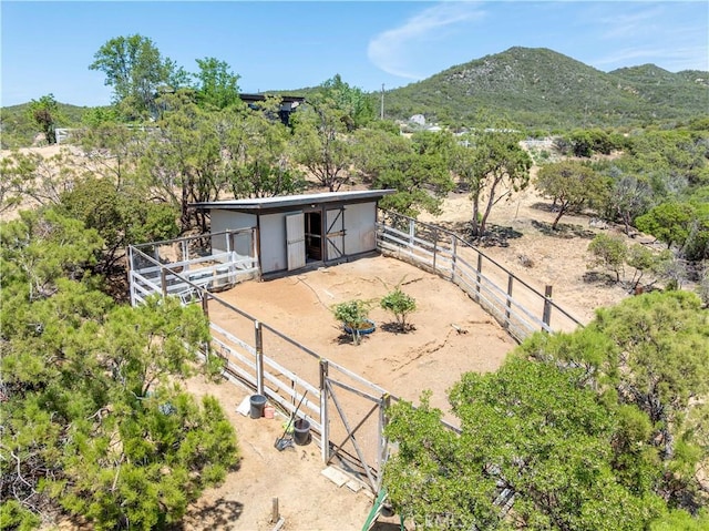 52685 Saddleback Rd, Anza, CA 92539 - rear view of property with an exterior structure, an outbuilding, and a mountain view