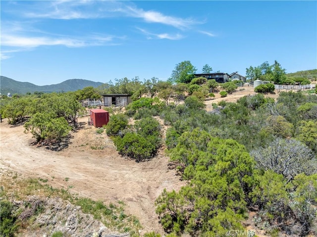 52685 Saddleback Rd, Anza, CA 92539 - view of yard featuring an outdoor structure and a mountain view