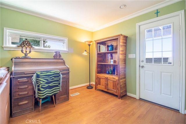 52685 Saddleback Rd, Anza, CA 92539 - office space featuring ornamental molding and light wood finished floors