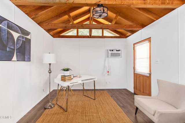 3015 Henrietta Ave, La Crescenta, CA 91214 - interior space with an AC wall unit, wood finished floors, and wooden ceiling