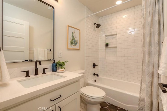 866 Central Park Dr, Paradise, CA 95969 - bathroom featuring shower / bath combo with shower curtain, vanity, and tile patterned floors