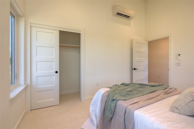 866 Central Park Dr, Paradise, CA 95969 - bedroom featuring a wall mounted air conditioner, light carpet, and a closet