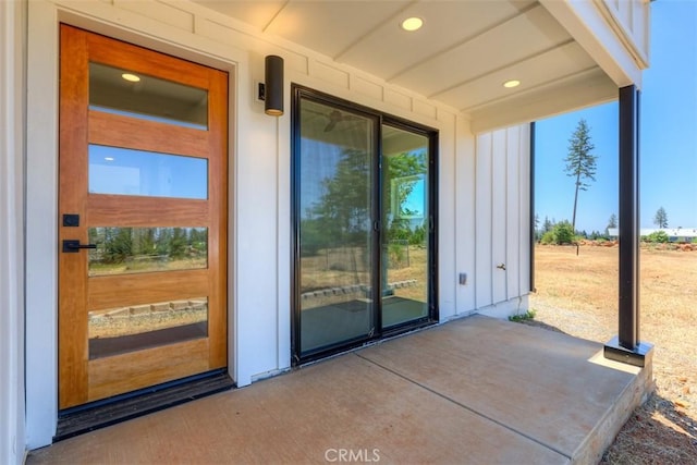 866 Central Park Dr, Paradise, CA 95969 - doorway to property with board and batten siding