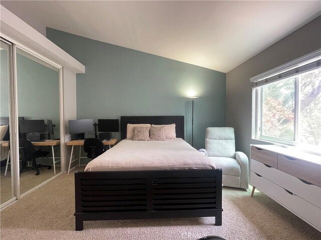 23330 Dover Ln Unit 94, Yorba Linda, CA 92887 - bedroom with lofted ceiling, an office area, and light carpet