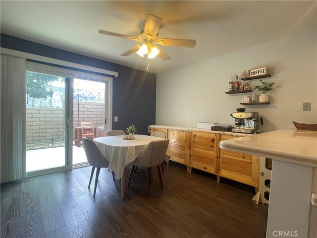 23330 Dover Ln Unit 94, Yorba Linda, CA 92887 - dining room with dark wood-style floors and a ceiling fan