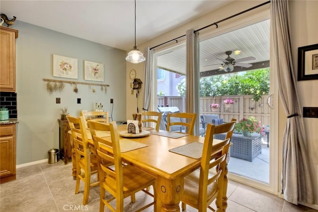 44837 Checkerbloom Dr, Temecula, CA 92592 - dining area with light tile patterned flooring and a ceiling fan