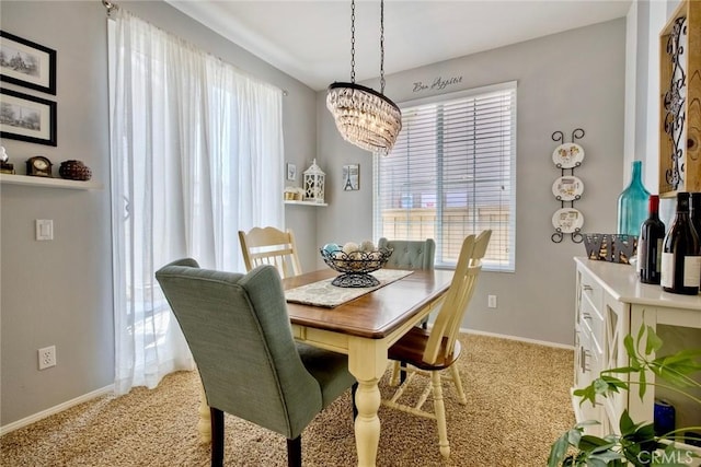 44837 Checkerbloom Dr, Temecula, CA 92592 - dining room featuring a chandelier, light colored carpet, and healthy amount of natural light