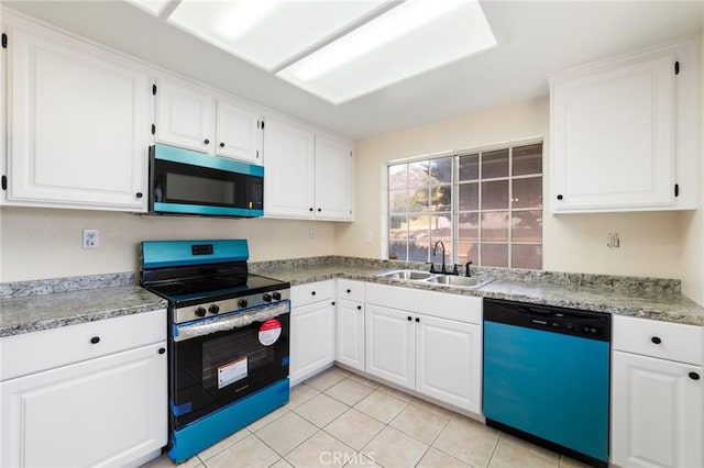 4108 Sunnysage Dr, Jurupa Valley, CA 92509 - kitchen featuring dishwasher, stainless steel electric range, white cabinets, light tile patterned flooring, and light countertops