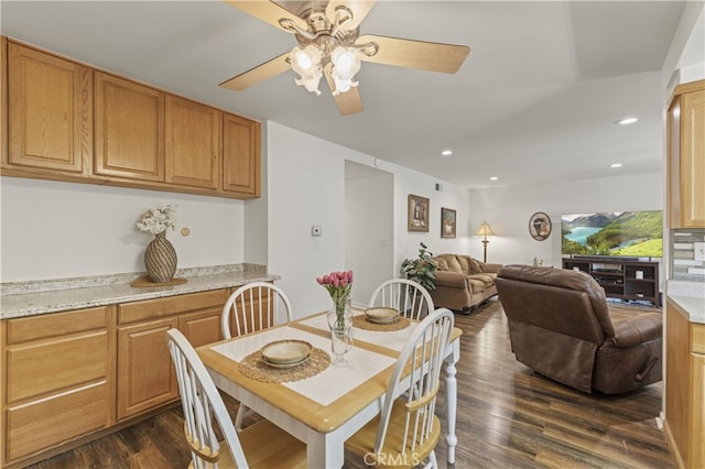 26817 Oak Branch Cir, Newhall, CA 91321 - dining room featuring ceiling fan, dark wood-style floors, and recessed lighting