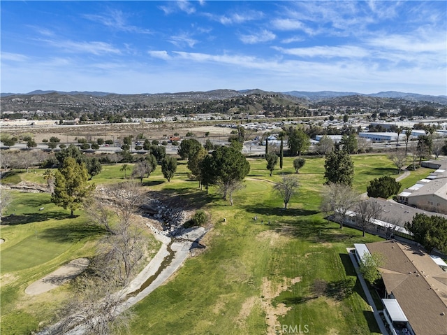 26817 Oak Branch Cir, Newhall, CA 91321 - aerial view of property and surrounding area with nearby suburban area, a golf course, and a mountain backdrop