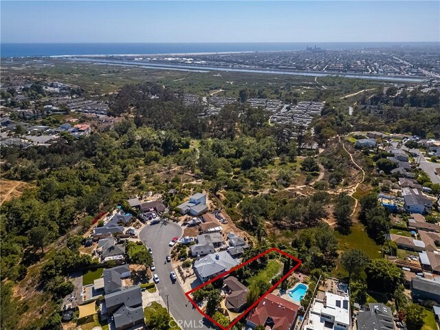 2023 Republic Ave, Costa Mesa, CA 92627 - aerial view of residential area featuring property parcel outlined and a pool area