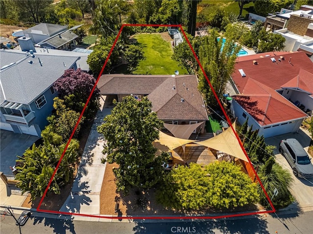 2023 Republic Ave, Costa Mesa, CA 92627 - aerial view of property and surrounding area featuring property boundaries highlighted