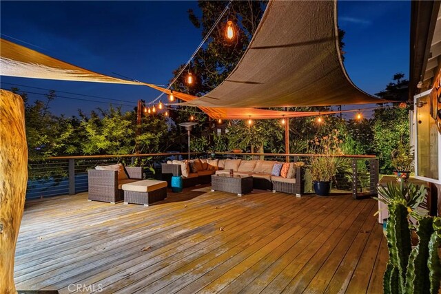2023 Republic Ave, Costa Mesa, CA 92627 - deck at twilight featuring an outdoor hangout area