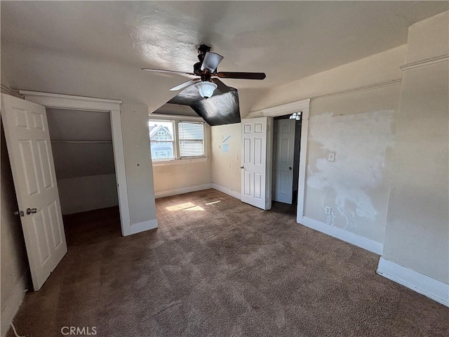 1646 Cimarron St, Los Angeles, CA 90019 - unfurnished bedroom featuring lofted ceiling, carpet floors, and ceiling fan
