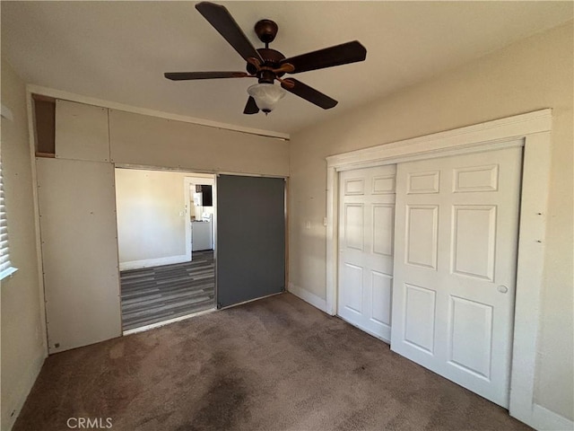1646 Cimarron St, Los Angeles, CA 90019 - unfurnished bedroom with a closet, carpet flooring, and ceiling fan