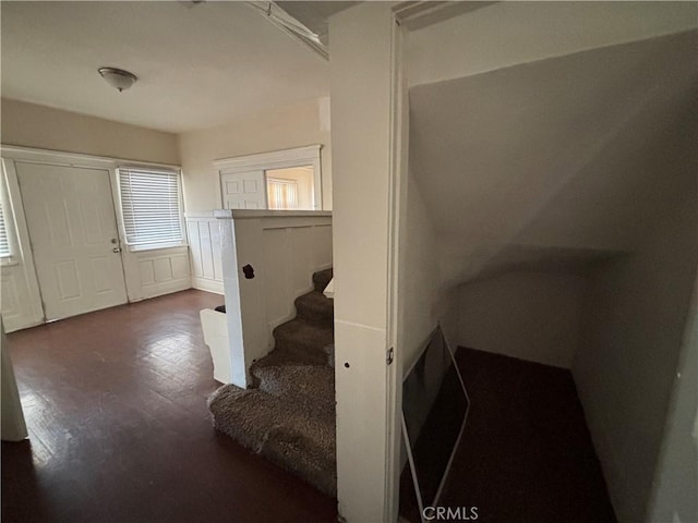 1646 Cimarron St, Los Angeles, CA 90019 - staircase with wainscoting and a decorative wall