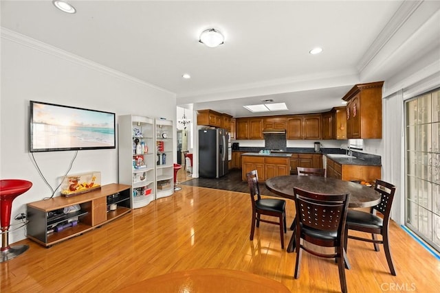 3453 Ivar Ave, Rosemead, CA 91770 - dining area with light wood-style flooring, ornamental molding, recessed lighting, and healthy amount of natural light