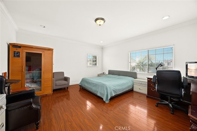 3453 Ivar Ave, Rosemead, CA 91770 - bedroom featuring crown molding, wood finished floors, an office area, and recessed lighting
