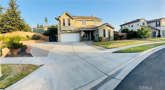 325 Deodar St, Redlands, CA 92374 - traditional-style home with a garage, driveway, stucco siding, a residential view, and a tiled roof