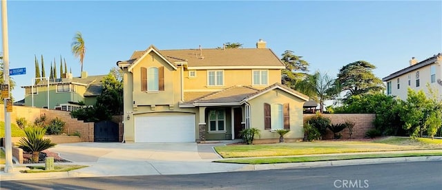 325 Deodar St, Redlands, CA 92374 - view of front of property with a garage, stucco siding, driveway, and a tiled roof