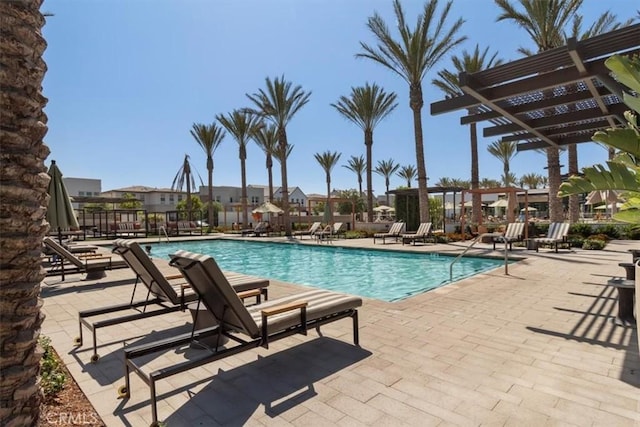101 Mulberry Dr, Lake Forest, CA 92630 - community pool featuring a pergola, a patio area, and a residential view