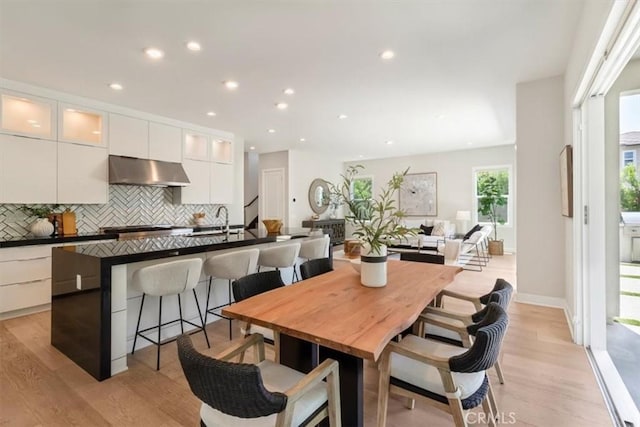 101 Mulberry Dr, Lake Forest, CA 92630 - dining area with light wood-type flooring and recessed lighting
