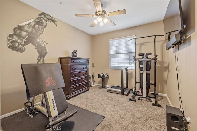 863 Legacy Dr, Lemoore, CA 93245 - workout area with a ceiling fan and carpet floors