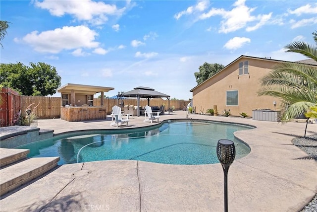 863 Legacy Dr, Lemoore, CA 93245 - view of pool with a gazebo, a fenced backyard, and a patio area