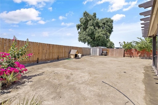 863 Legacy Dr, Lemoore, CA 93245 - fenced backyard featuring a storage unit